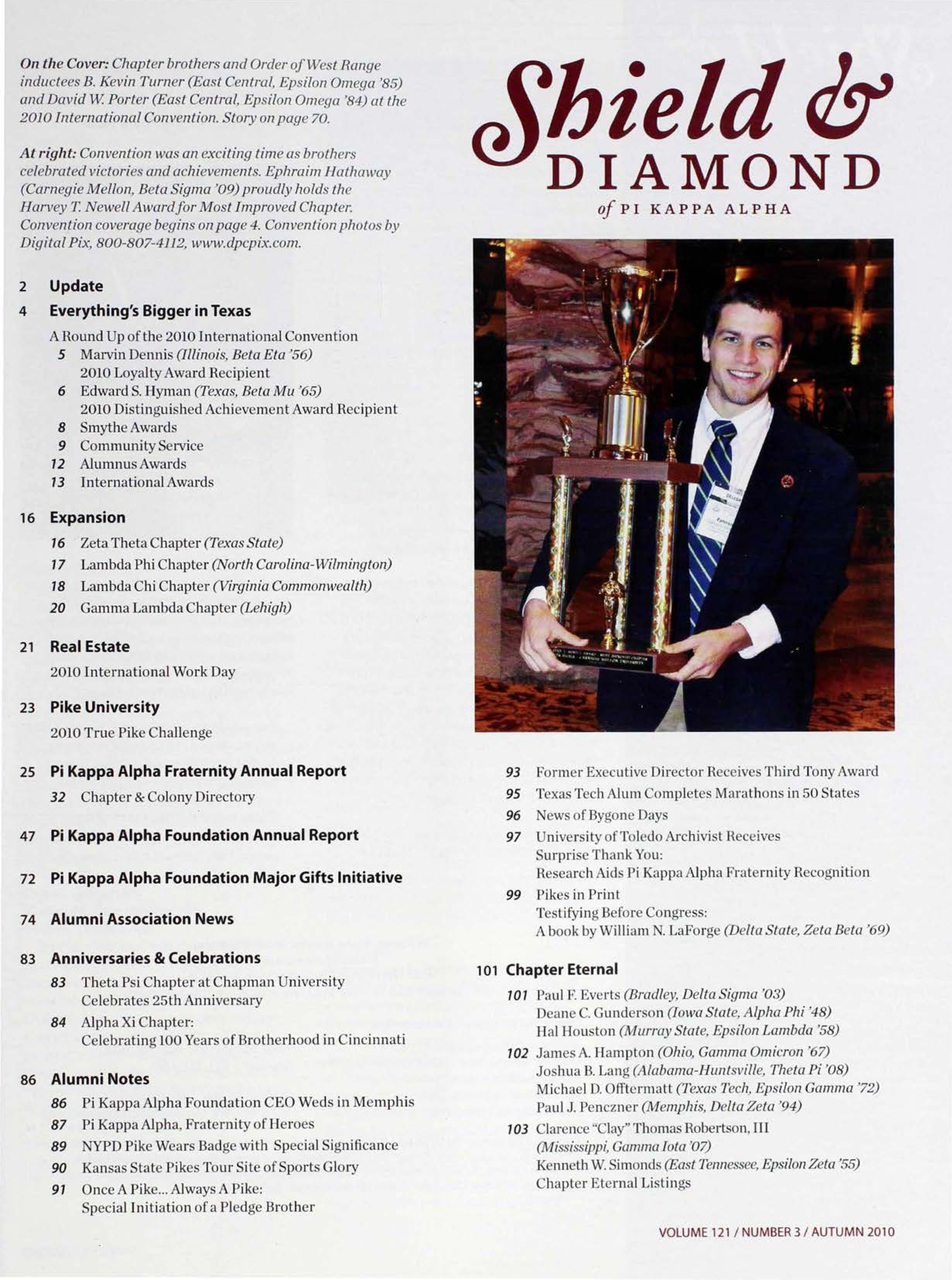 Shield & Diamond, Vol. 121, No. 3, Table of Contents